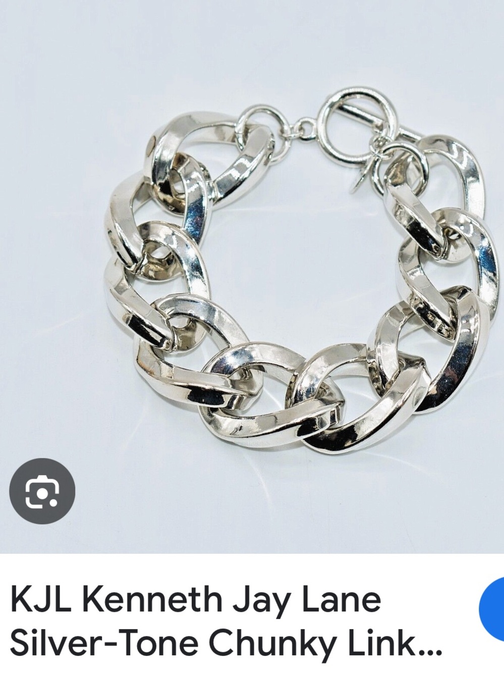 Kenneth Jay Lane Polished Silver Chunky toggle Link Bracelet